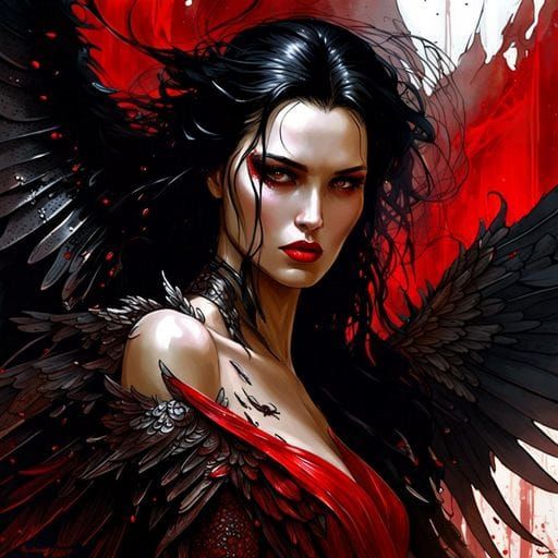 Fallen Angel in Dark Fantasy Style