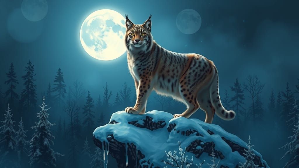 Ethereal Moonlit Lynx in Regal Splendor