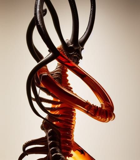 Xenomorph Encased in Amber: Hyperrealistic Art