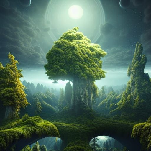 Surreal Trees in Space: Digital Matte Painting