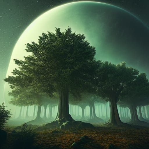 Surreal Trees in Space: Digital Matte Painting
