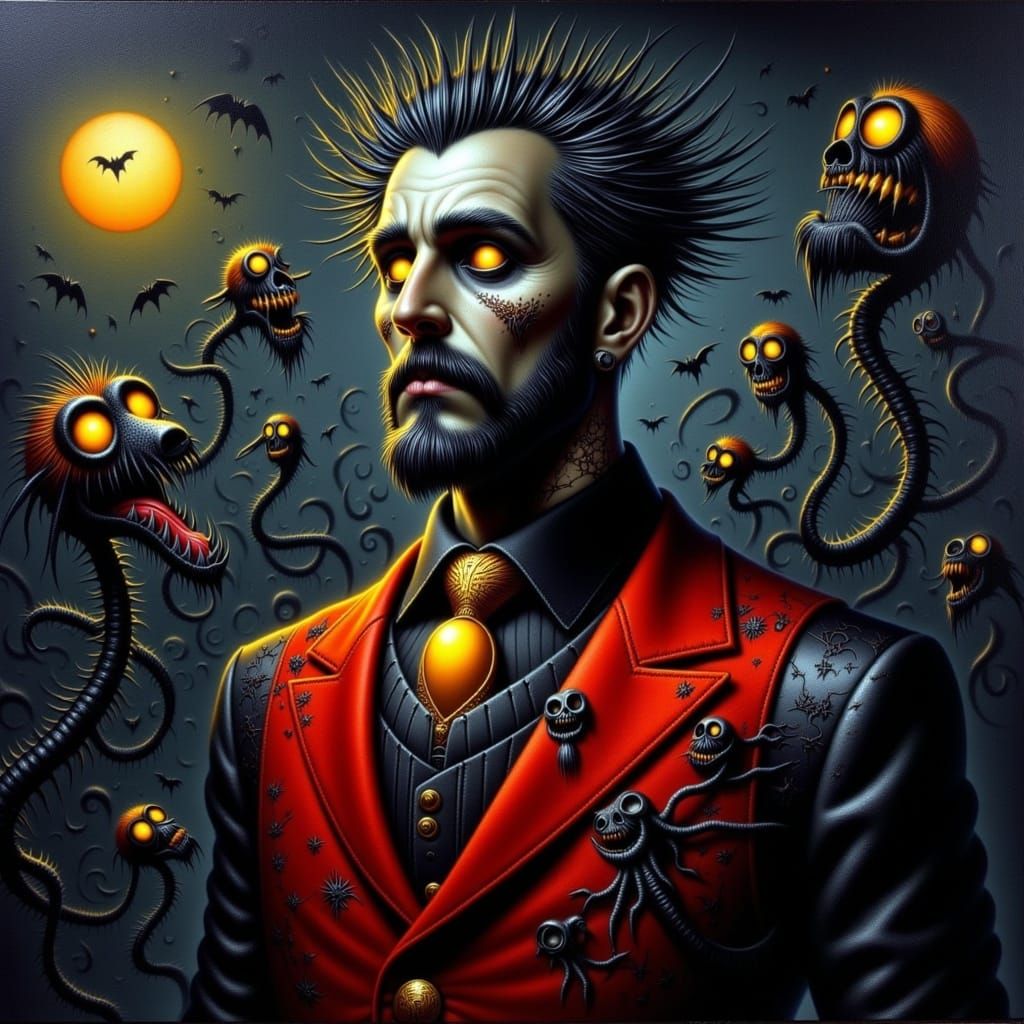 Surreal Man in Bramble Suit with Crystal Eyes