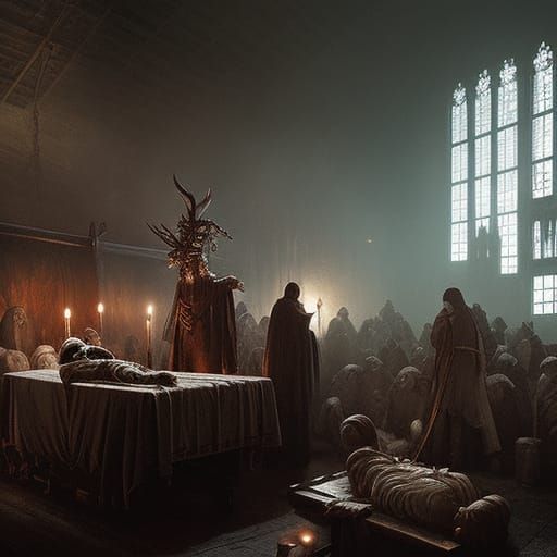 Giant Demon Ritual in Medieval Morgue