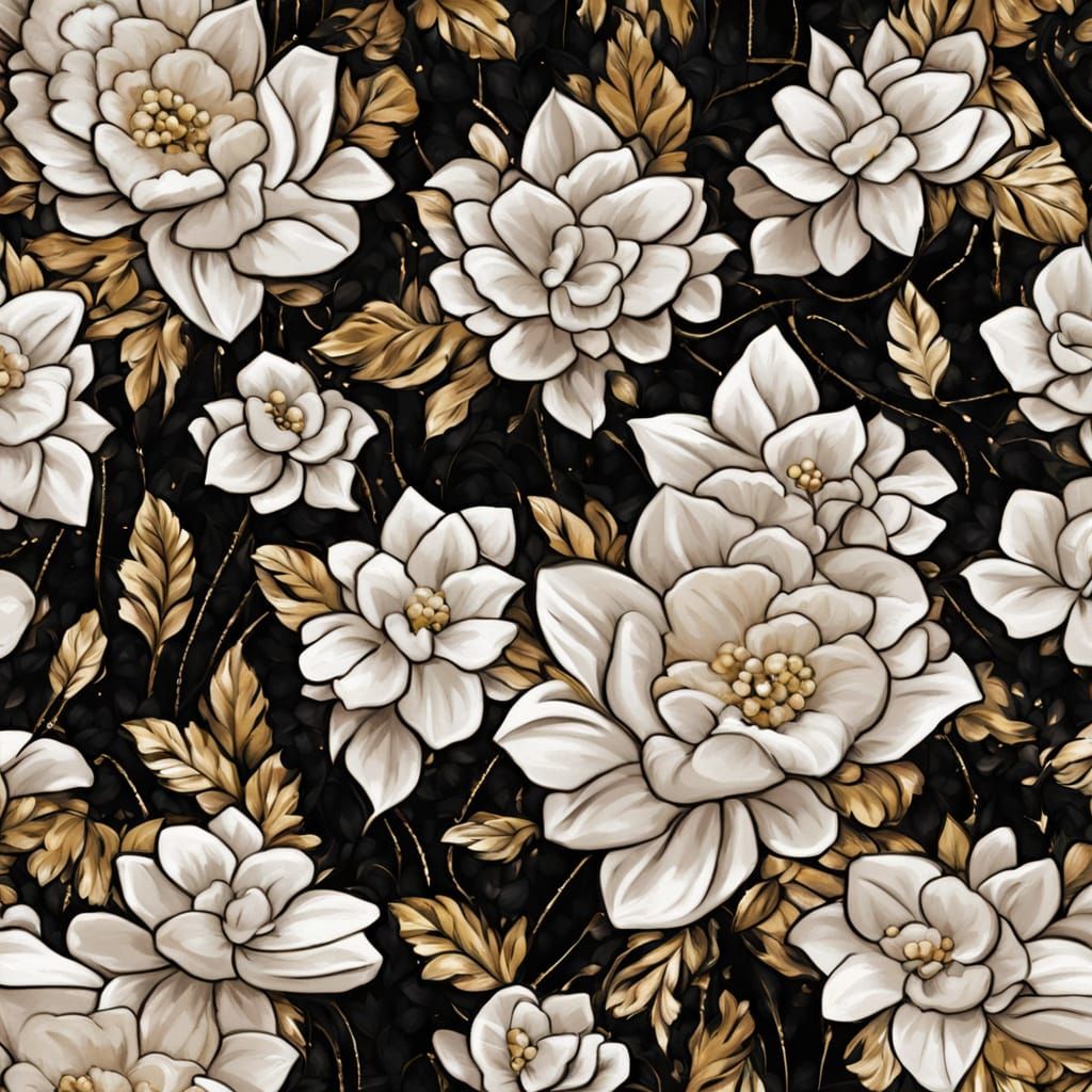 Three dimensional textured impasto, The Matrix Tattoo floral gardenia monstera palm 1940s, torch song nightclub singer, ...