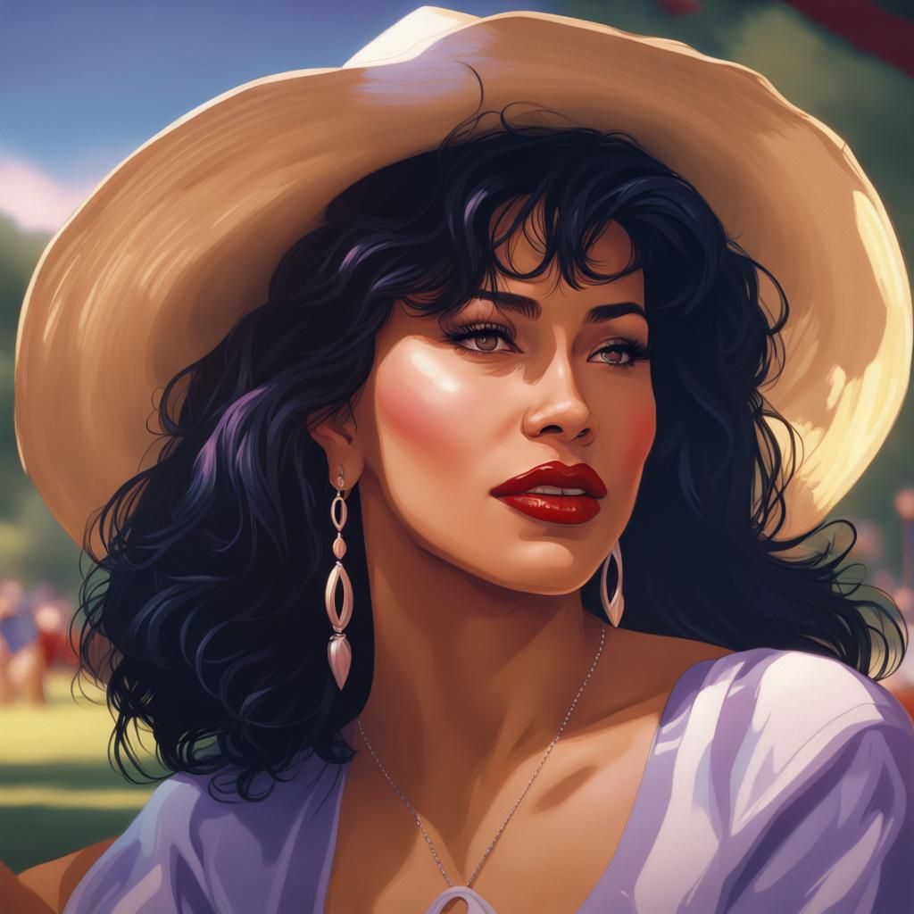Selena Quintanilla Portrait in Hyperdetailed Style