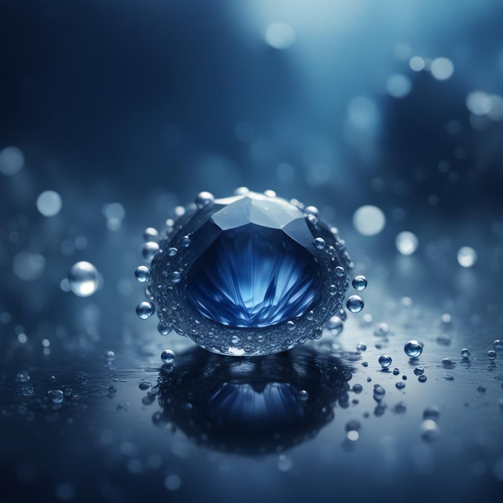Sapphire Dew Drops: Epic Digital Painting