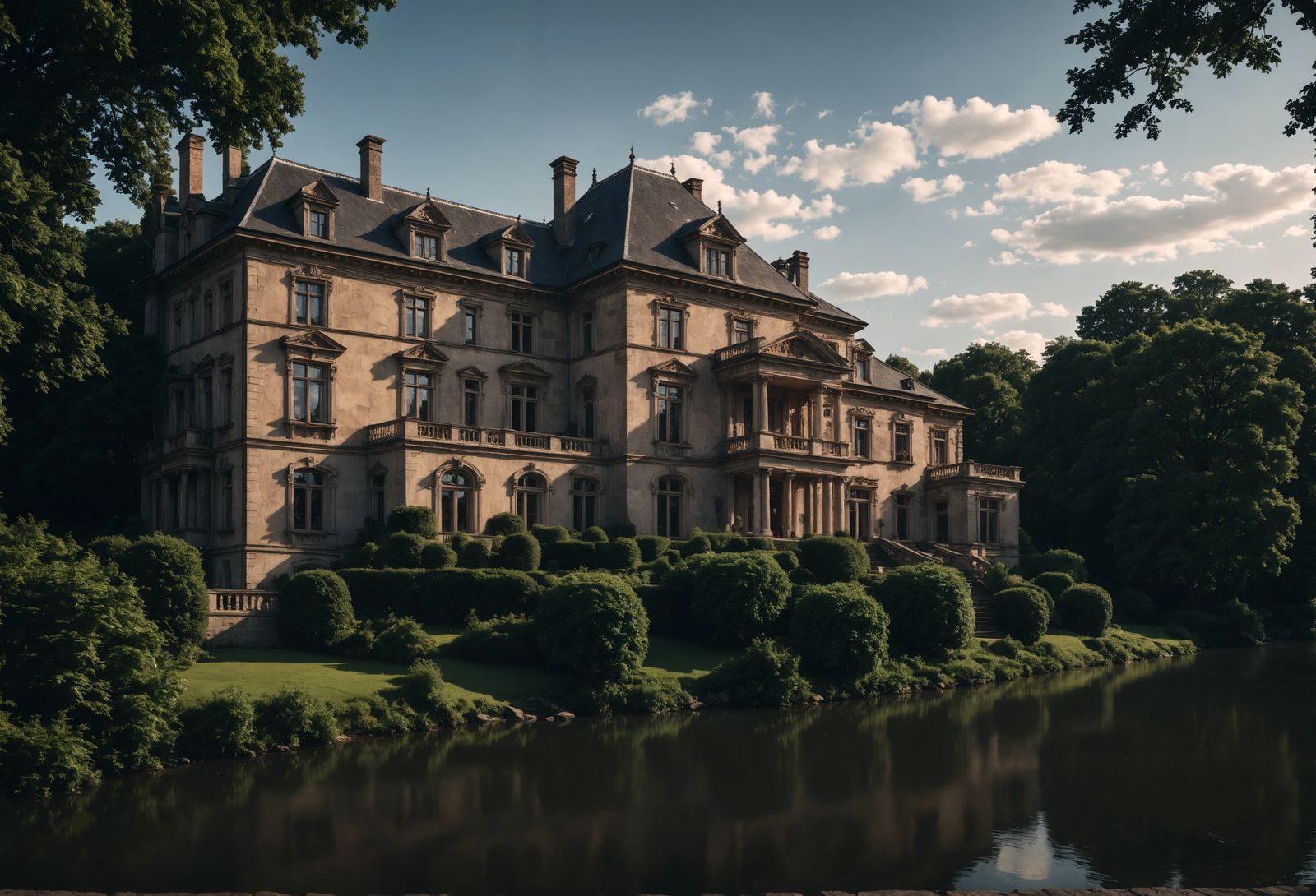 Luxurious Riverfront Estate in Hyperrealistic Detail