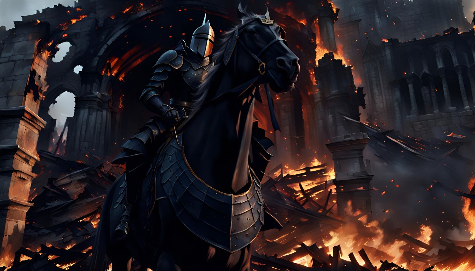 The Black Knight Rides Through Burning Wreckage