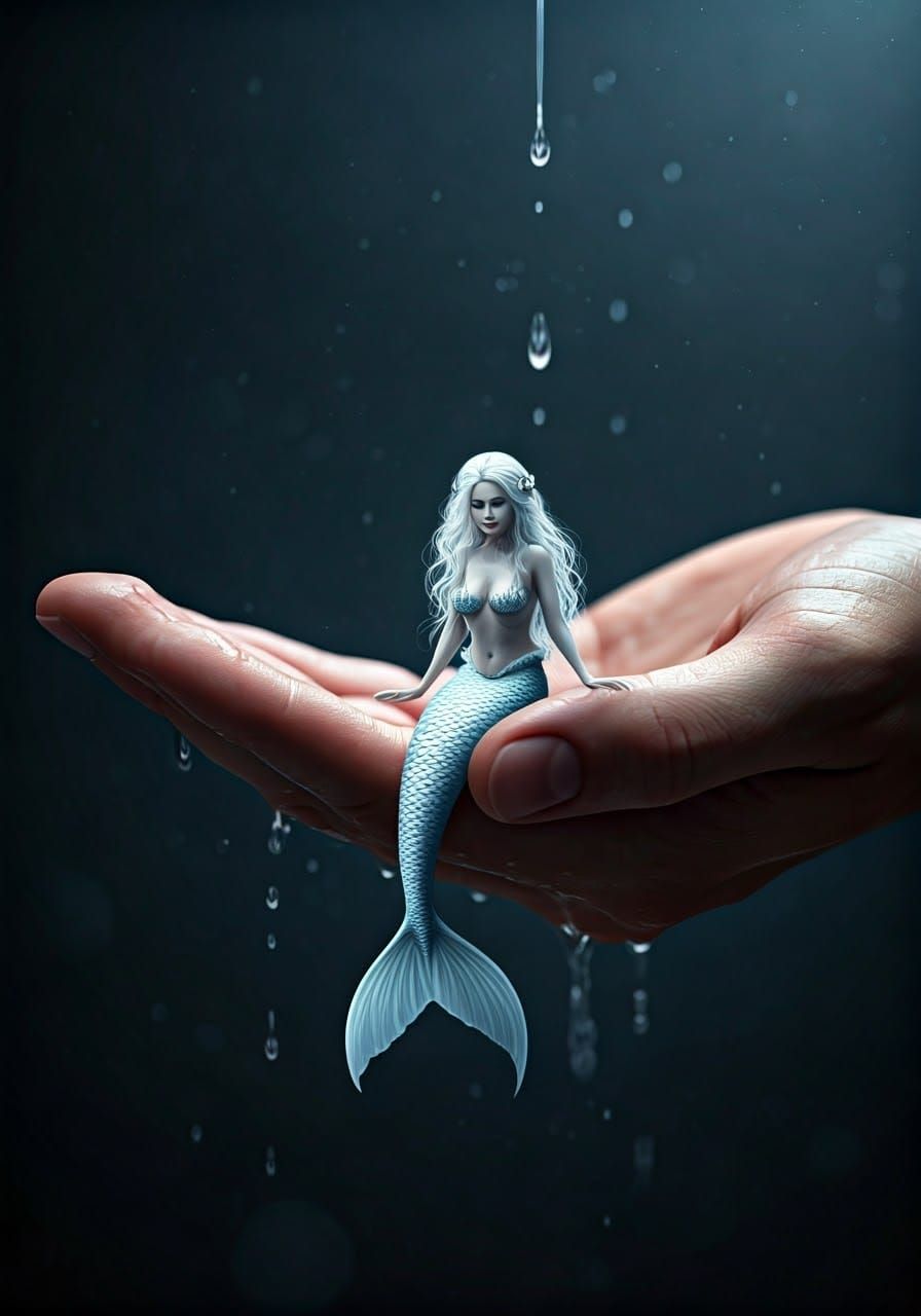 Hyperrealistic Mermaid in Gentle Hand