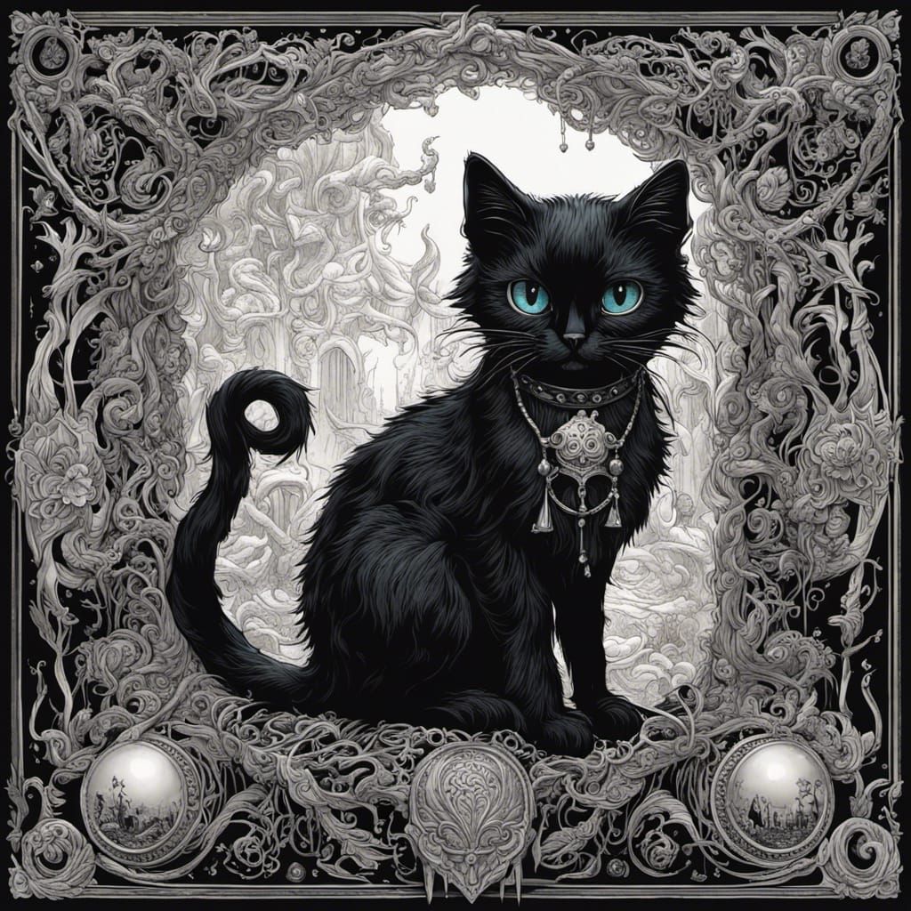 Lovecraftian Cat in Tim Burton Style