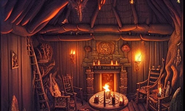 Dramatic Fairy Tavern Interior in High Fantasy Style