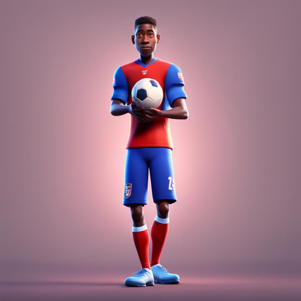 Football Player Holding Cup in 3D Digital Art