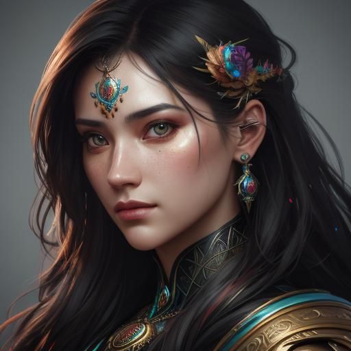 Hyperrealistic Portrait with Ornate Background, 8k