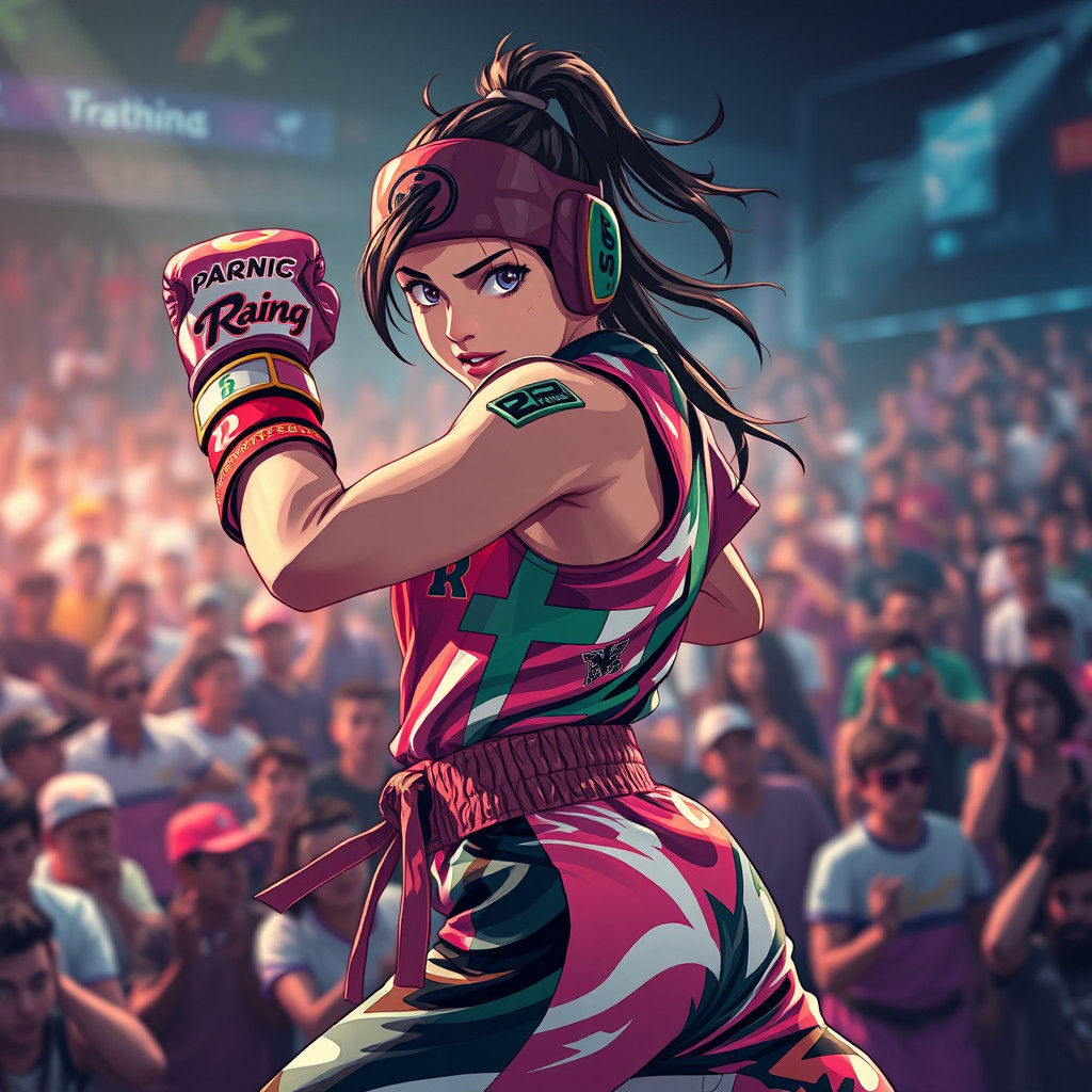 Dynamic Anime Girl Fighter in Tournament