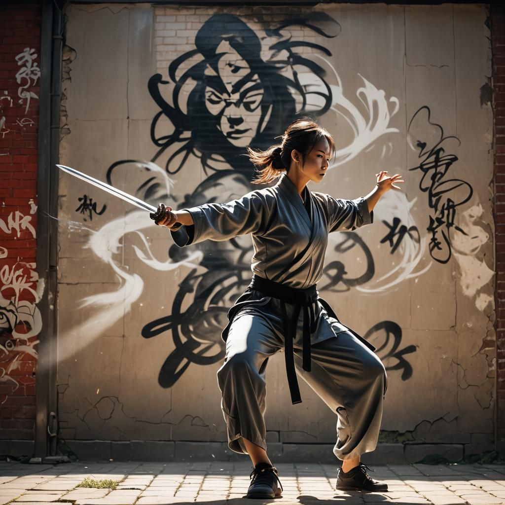 Kung Fu Master in Graffiti Art Style