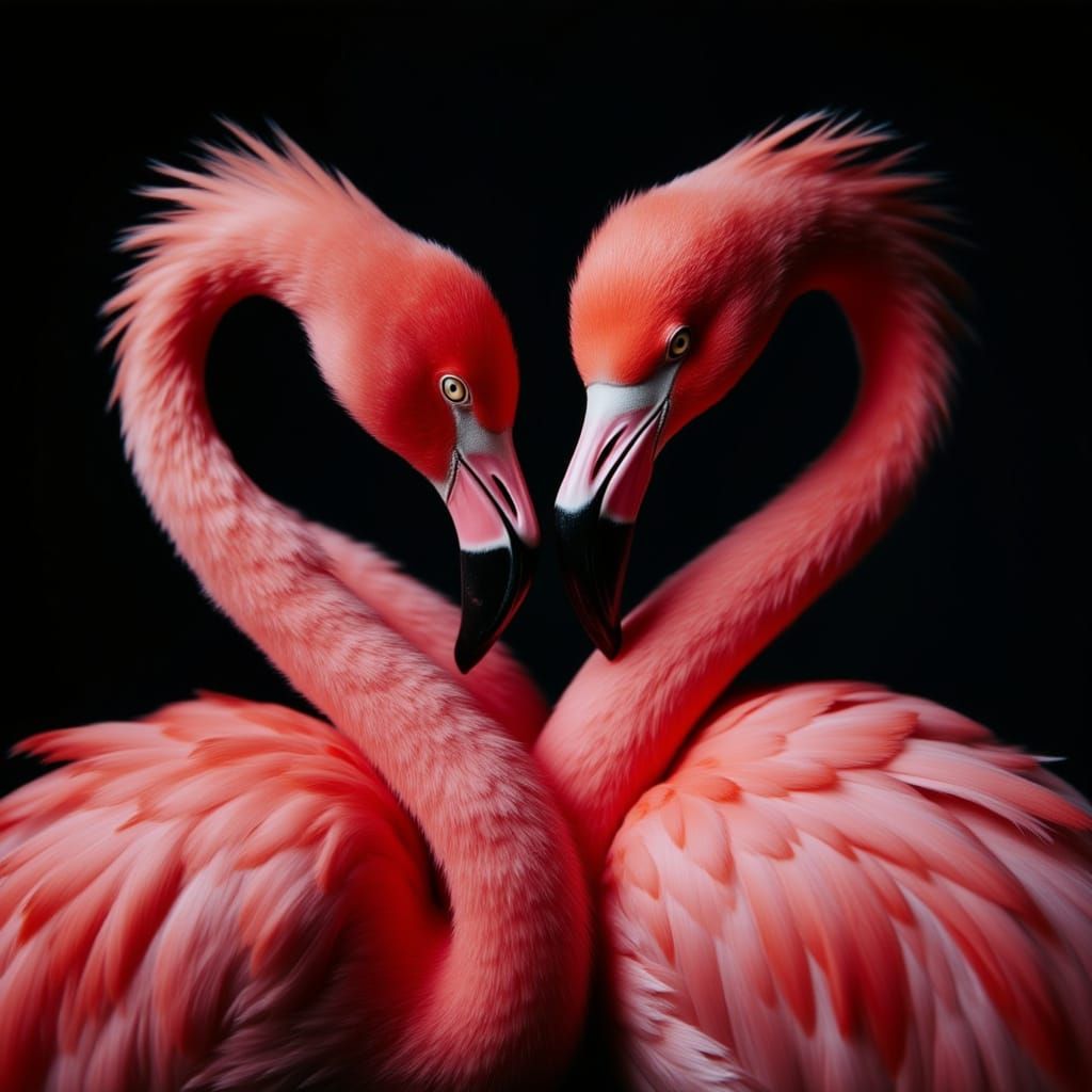 Elegant Pink Flamingos Close-Up in Photorealistic Style