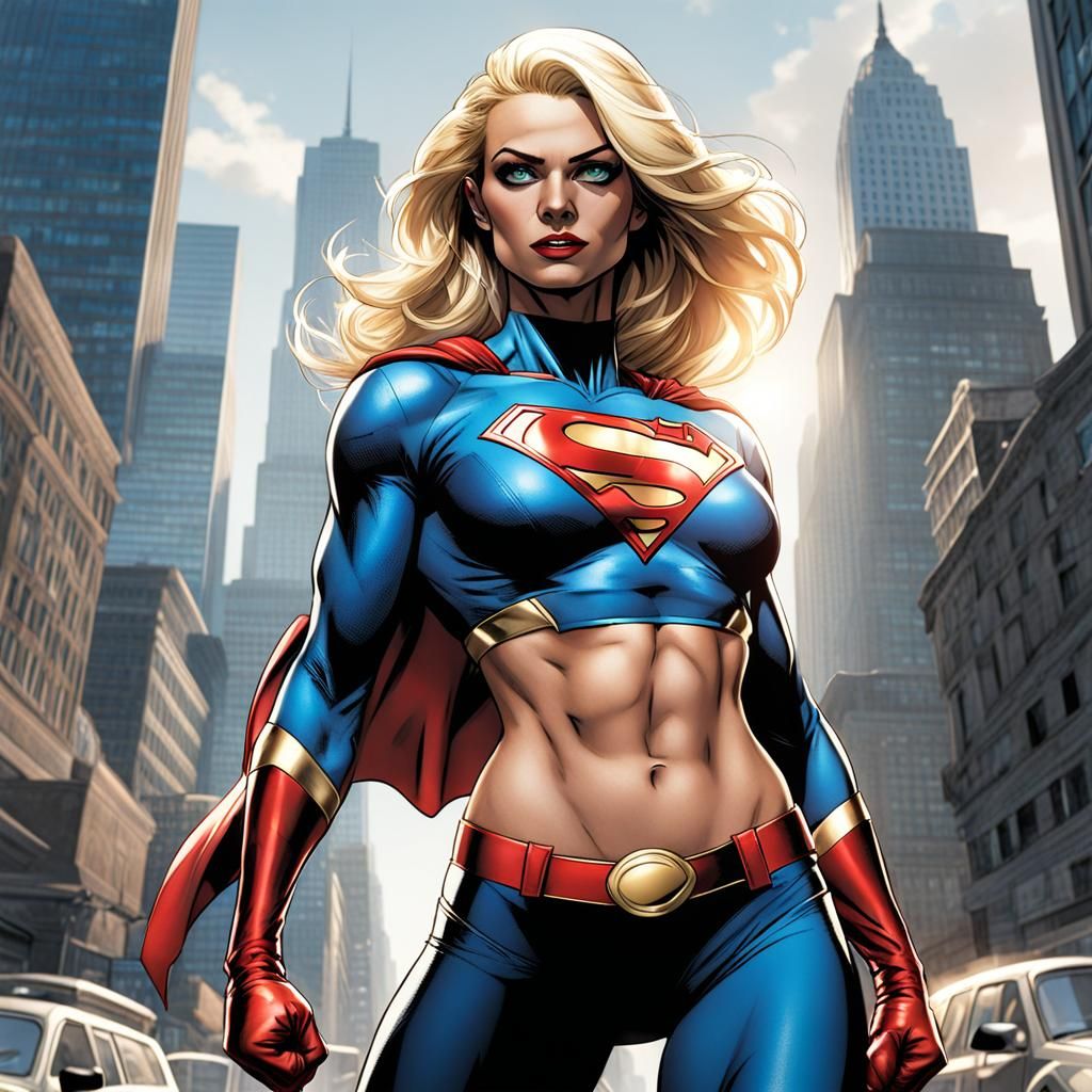 Blonde Female Superhero Ready for Action