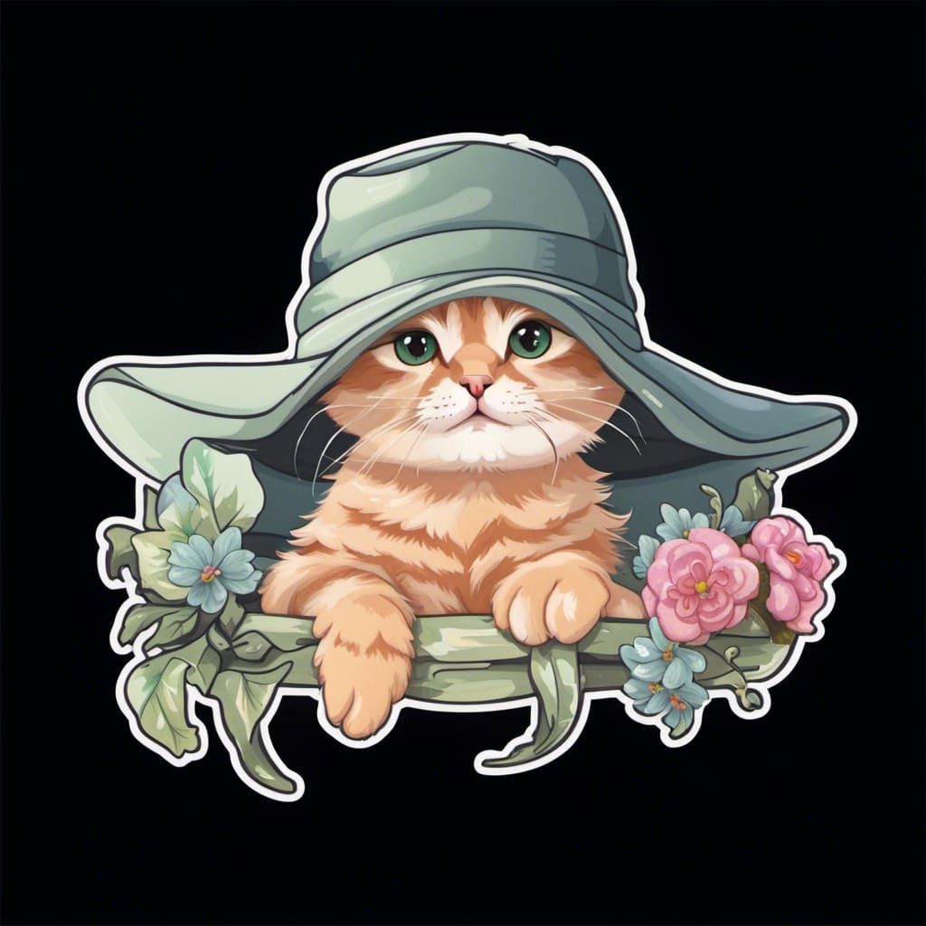 Cute Kitten with Hat Sticker
