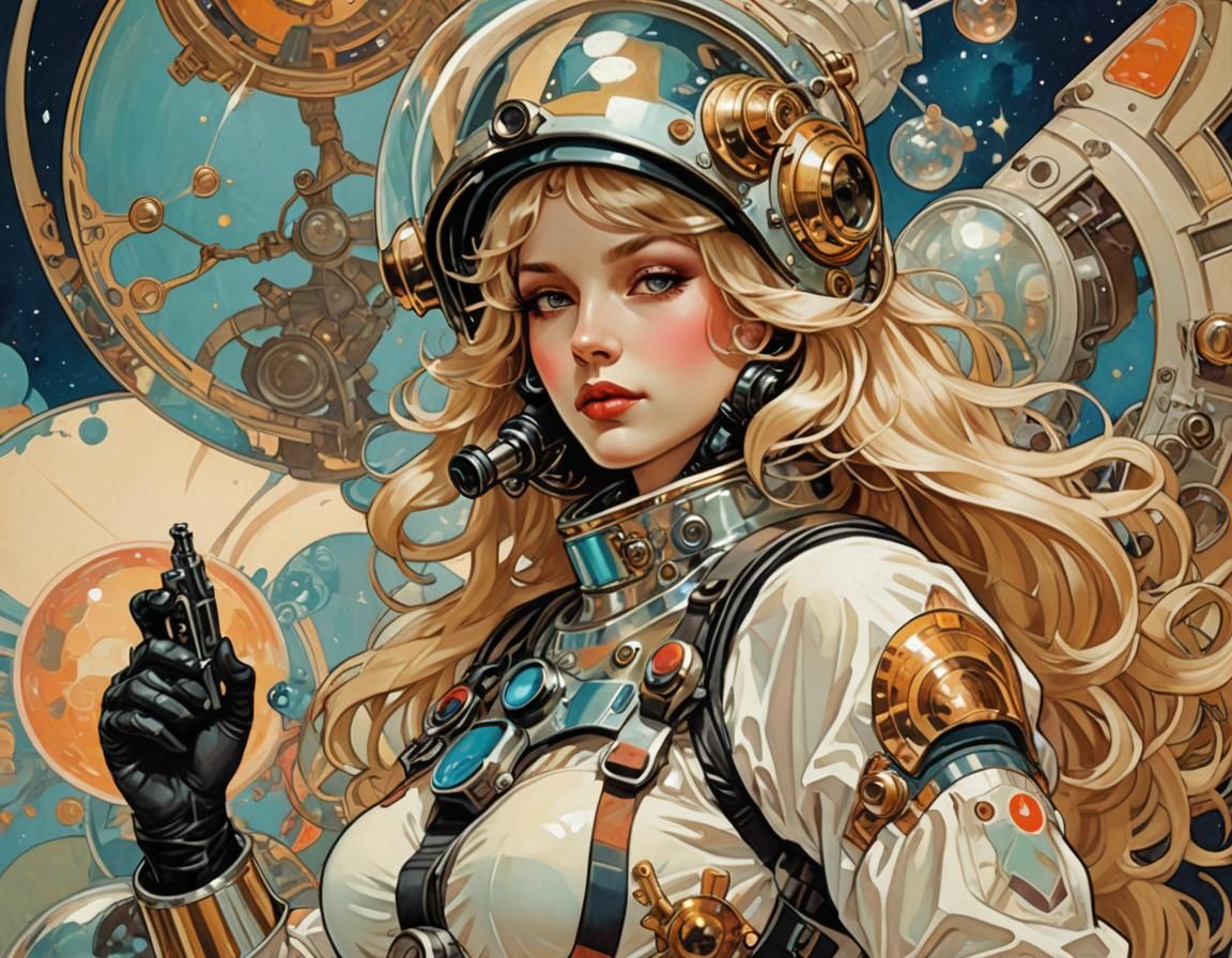 Retro Sci-Fi Pop Art Astronaut Portrait