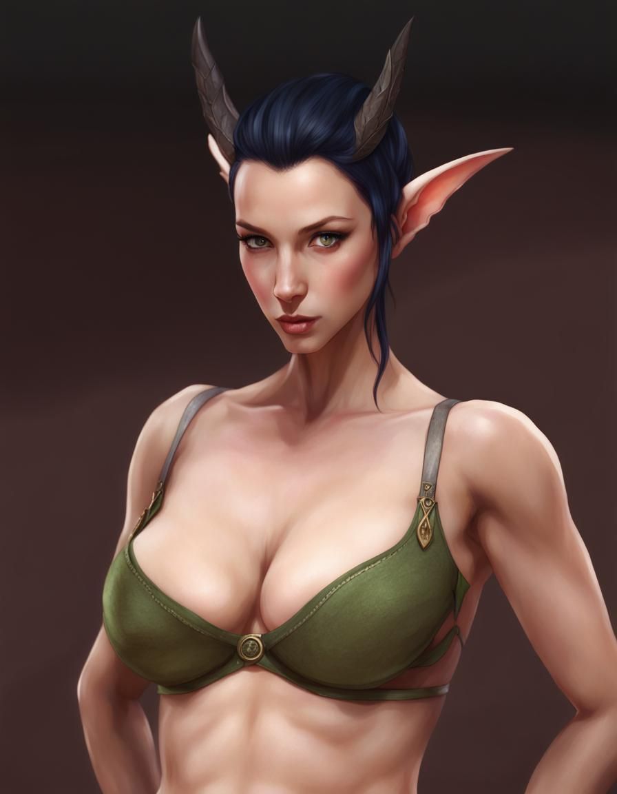 Curvy Mature Half-Elf in Underwear