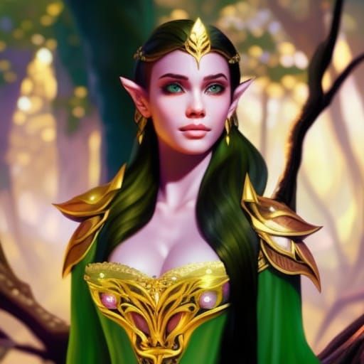 Enchanted Elf Princess in Fantasy Forest Art