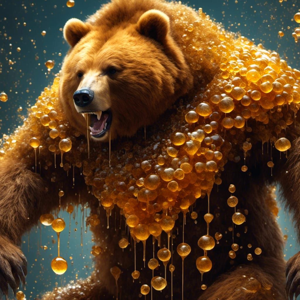 Honey-Covered Bear Getting Combed