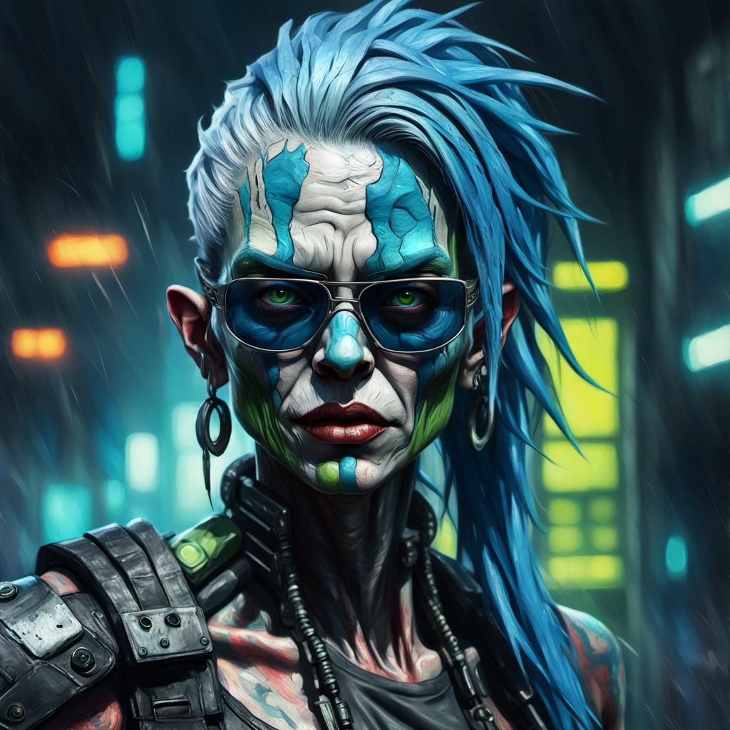 Cyberpunk Goblin Woman in Impasto Style
