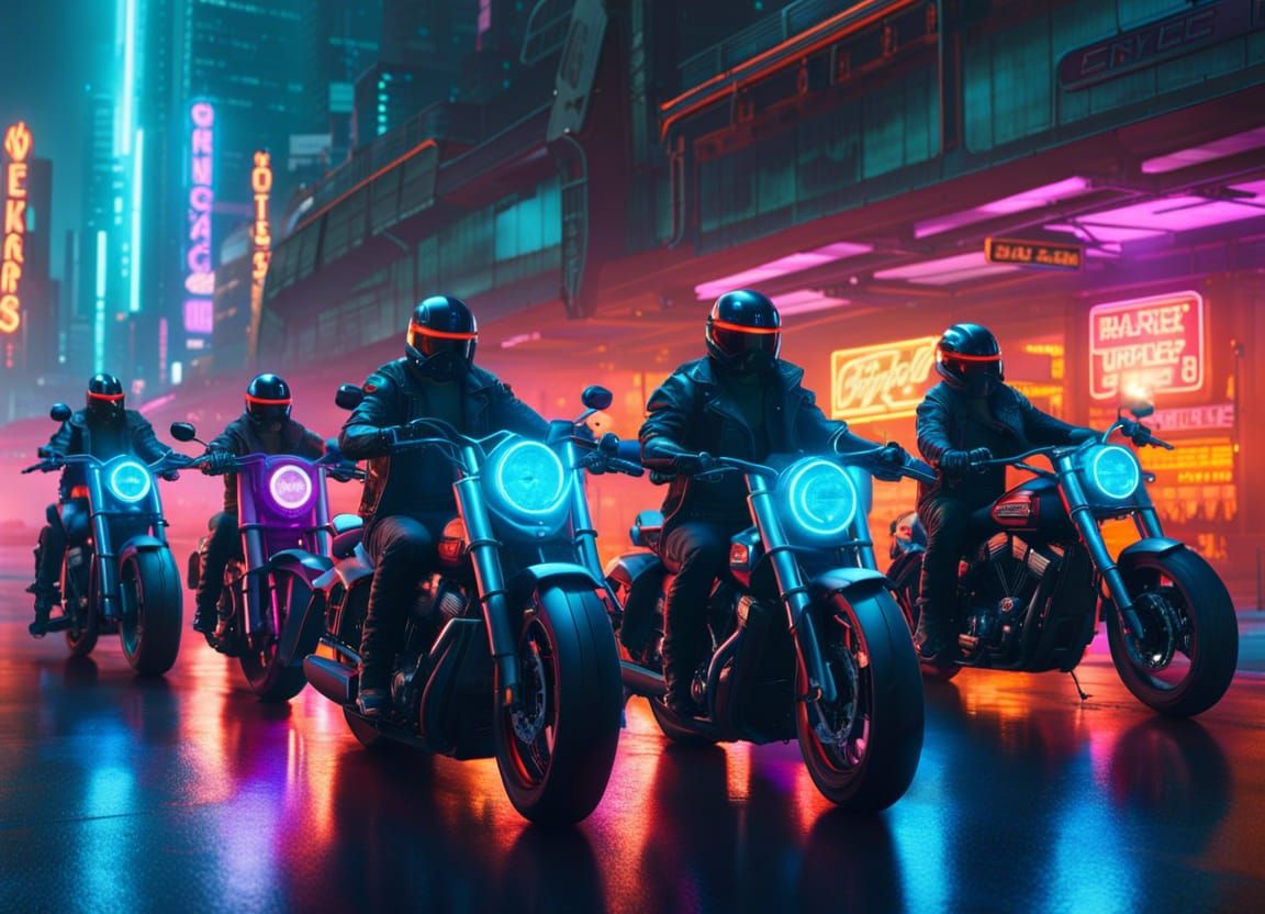 The neon bikers