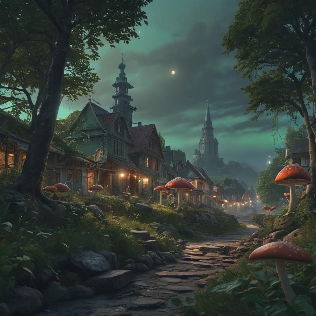 Mystical Kristiansand Cityscape with Aurora Borealis