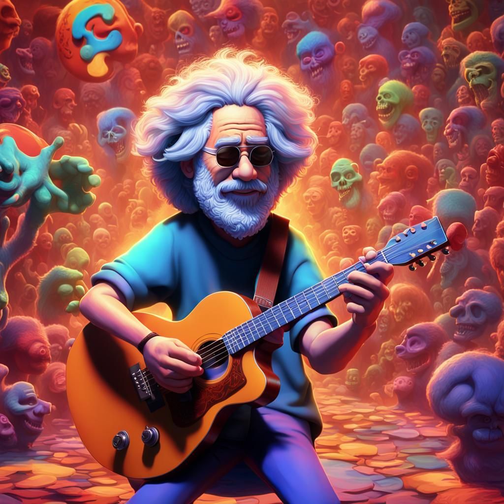 Jerry Garcia in Grateful Dead Pixar Style