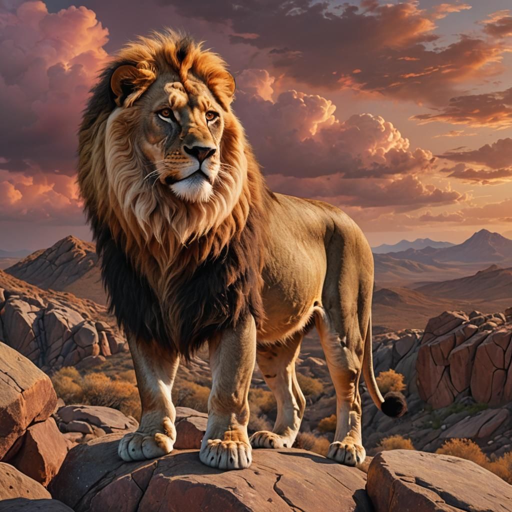 Golden Maned Lion in Hyper-Realistic Digital Art
