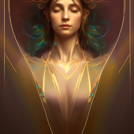 Ethereal Elvish Woman Meditating in Celestial Sparkle