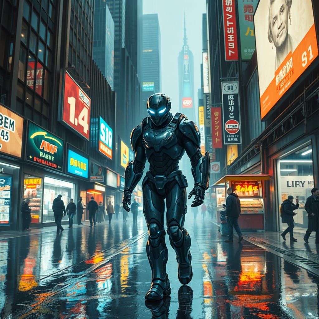 Cyberpunk Future in Neon-Lit Cityscape with Hyper-Realistic....