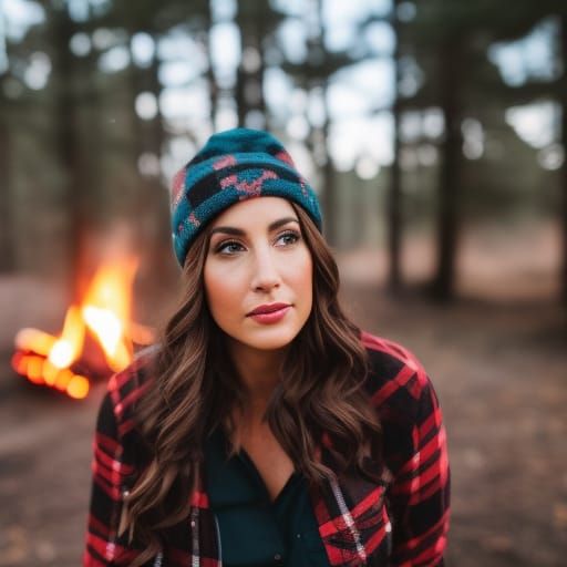 Brunette in Flannel Camping: Professional Photography