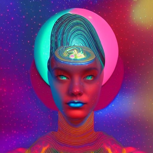 Omnipotent Being: Holographic Cosmic Astral Illustration