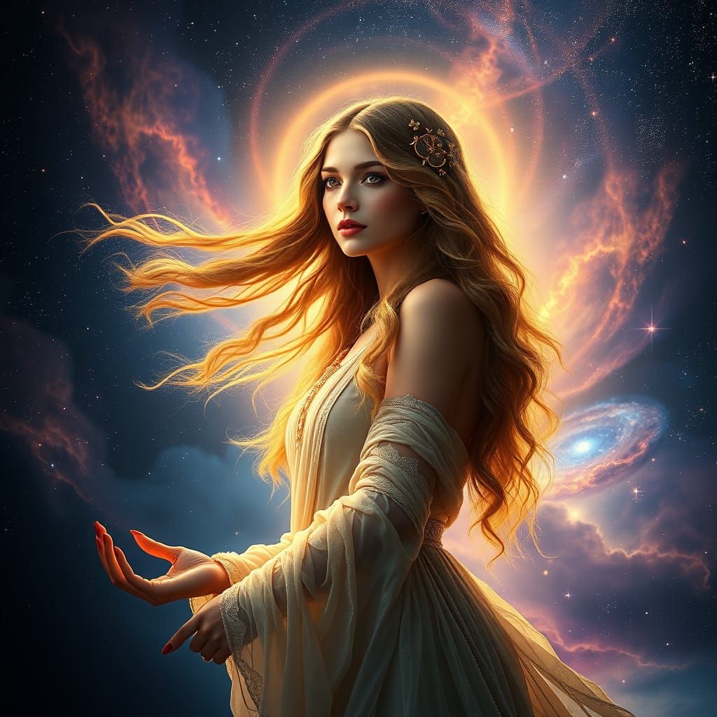 Goddess of the Cosmos in Ethereal Light