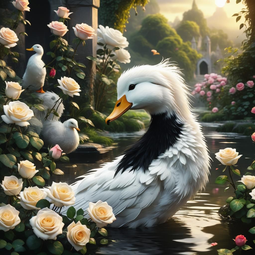 Mystical Site: Duck, Cat, and Roses in Fantasy Art