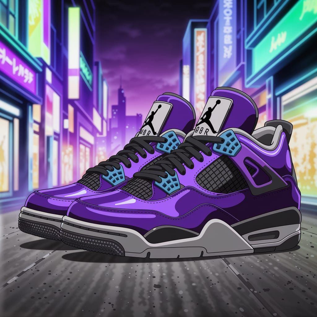 Jordan 4 Thunder Purple Anime Illustration