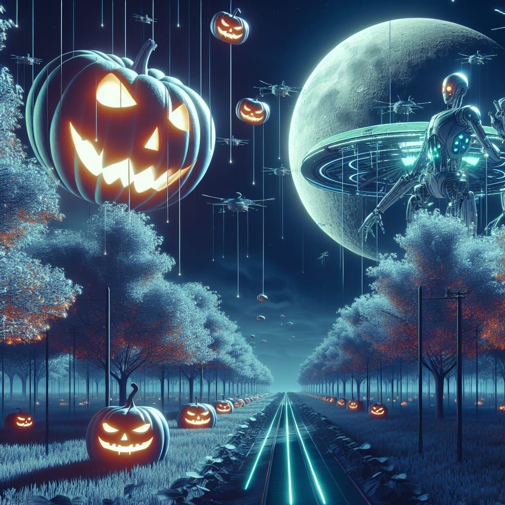 Cyberpunk Halloween: Robotic Pumpkins and Vampire Sentinels