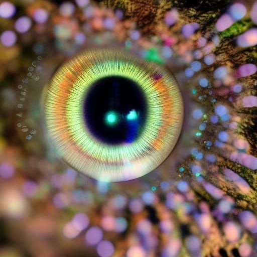 Surreal Forehead with Mushrooms and Kaleidoscope Eyes