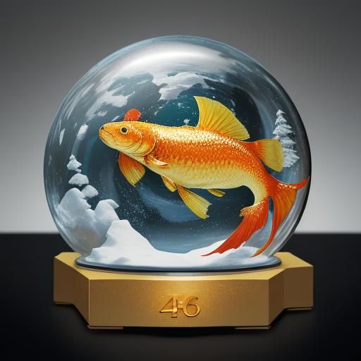Earth Snow Globe with Winter Wonderland and Golden Fish