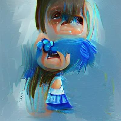 Portrait of a Crying Blue-Eyed Girl