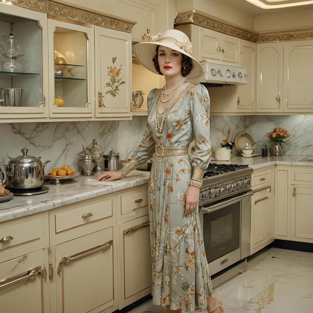 1930s Art Deco Kitchen with Elegant Period Aesthetic