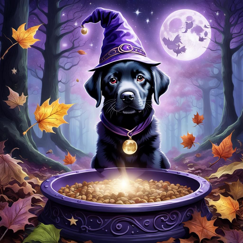 Wizard Labrador Puppy Casting a Spell