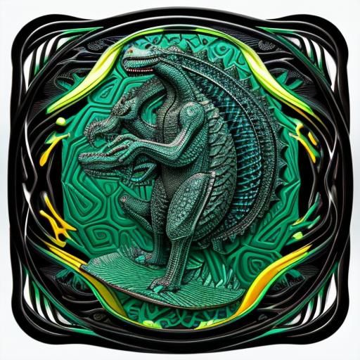 Frightened Crocodile with Purse in Abstract Digital Art