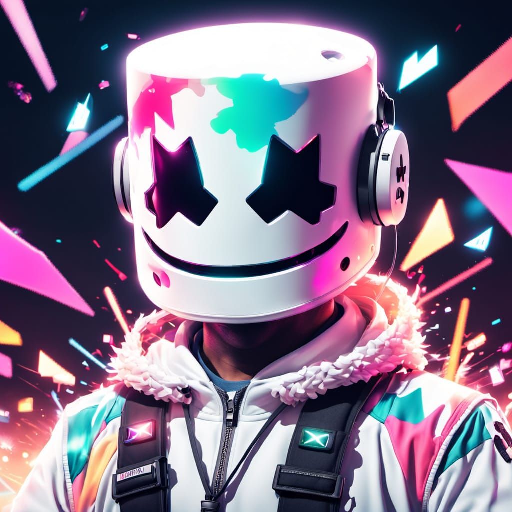 Marshmello Performing on Stage in Vibrant Digital Art