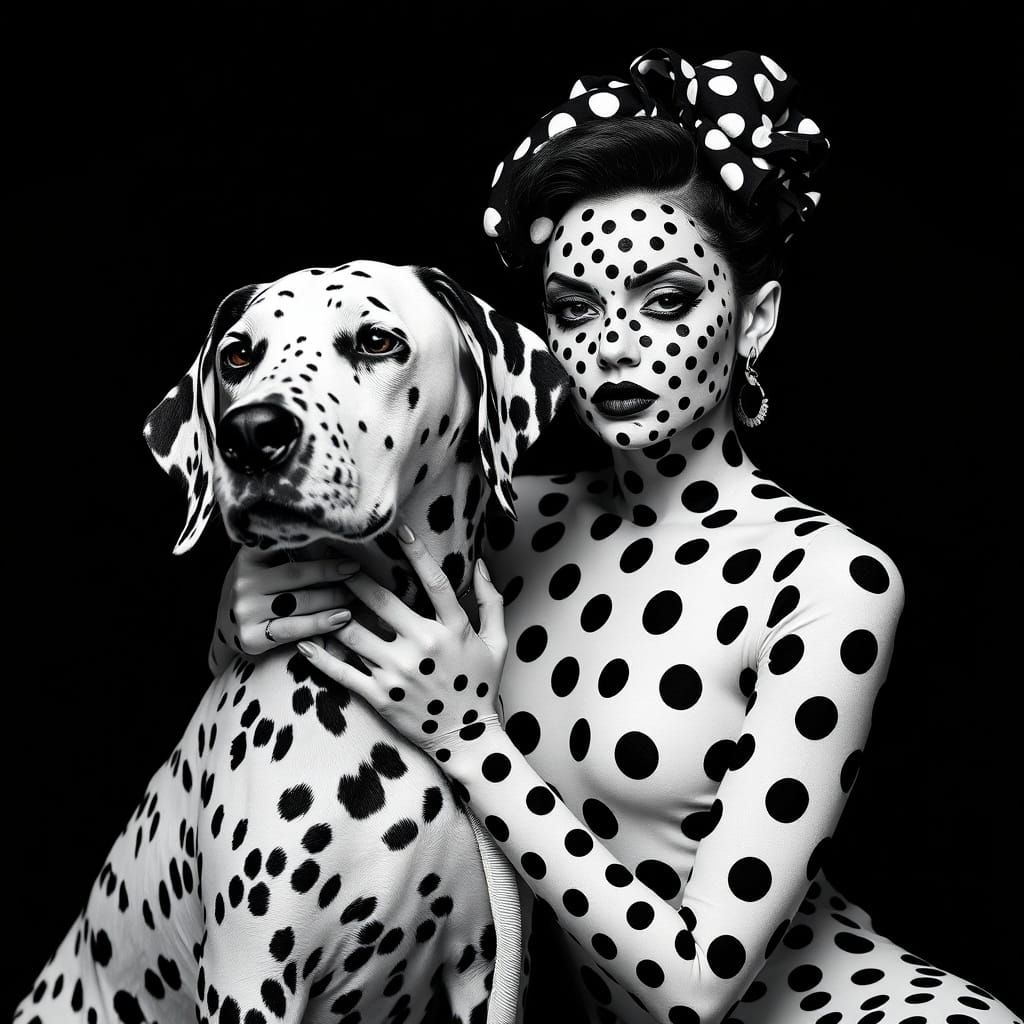 Dramatic Polka Dot Fashion with Dalmatian, Viviane Sassen St...