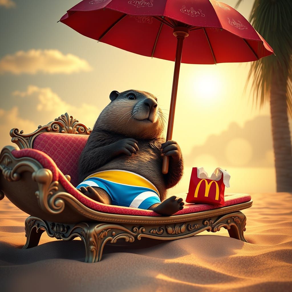 Beaver Basks in Summer Oasis