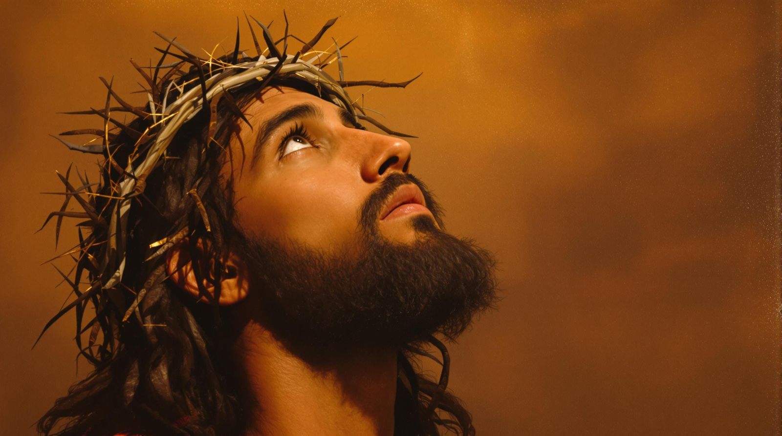 Realistic Oil Painting of Jesus in Crown of Thorns