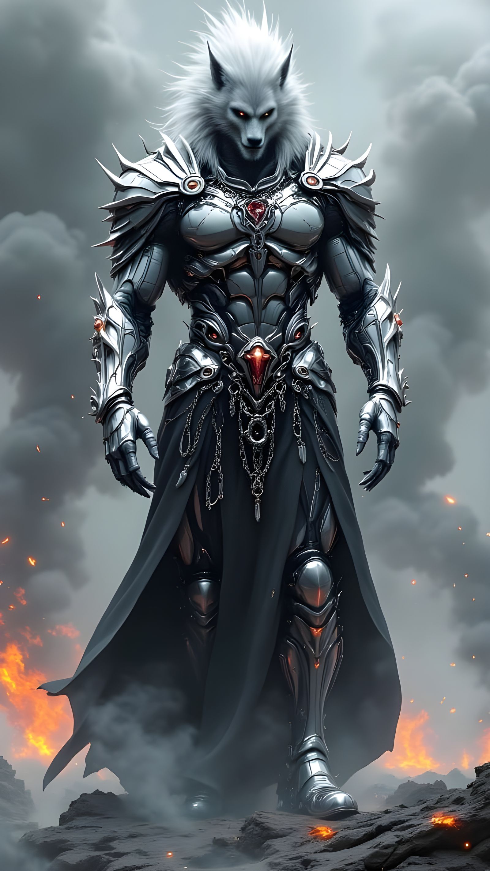 Dominant Platinum Werewolf in a Dark, Biomechanical Fantasy...